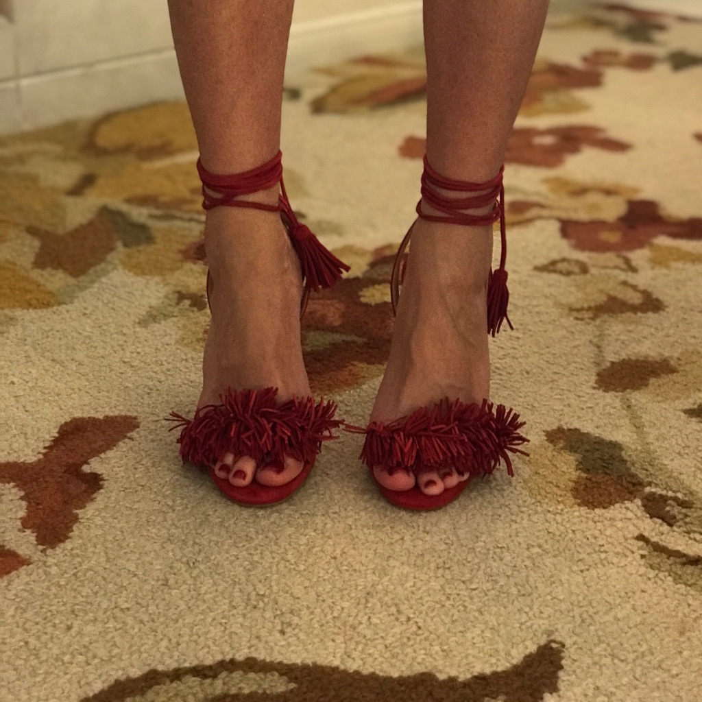 Ivanka Trump Red Fringe Strappy Heels